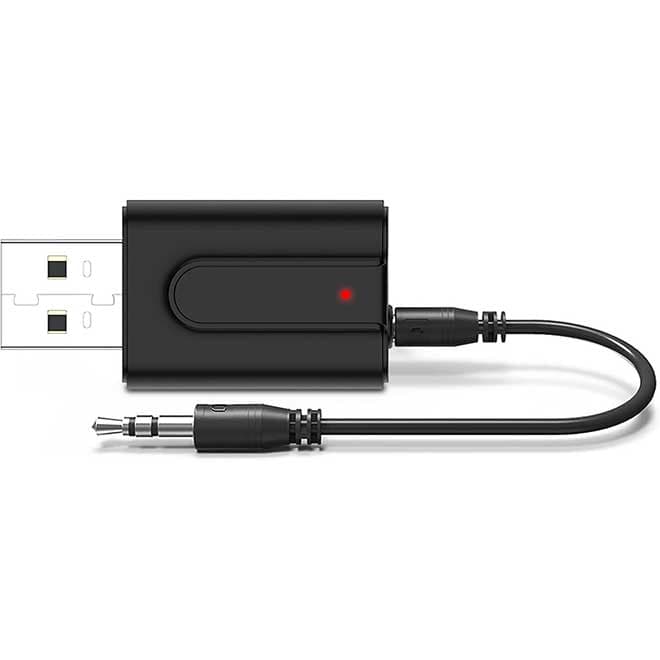 گیرنده فرستنده USB بلوتوث 5.0 آداپتور صوتی مینی بی‌سیم 2 در 1 برای تلویزیون هدفون رایانه بلندگوها سیستم استریو خودرو