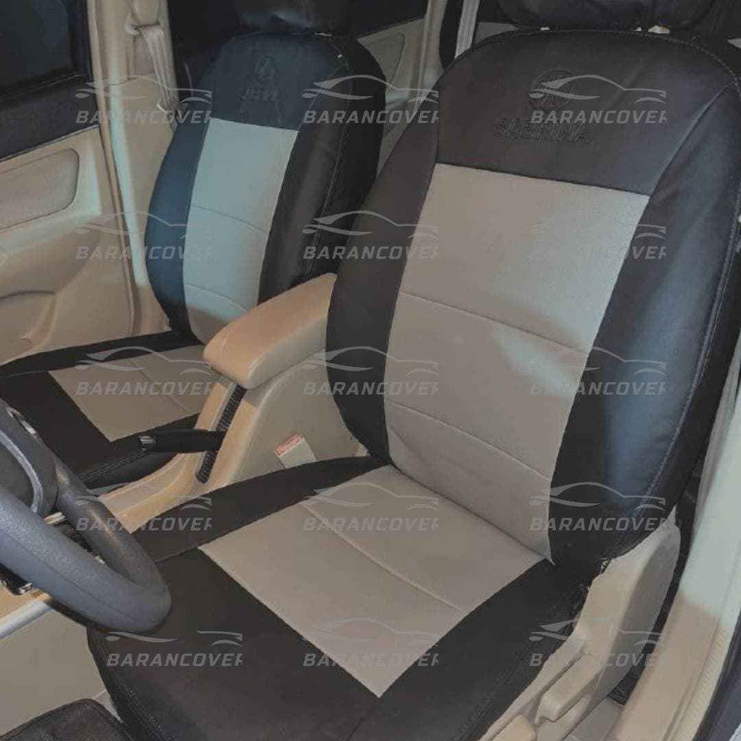 روکش صندلی بایک سابرینا چرم رنگ مشکی کرم — تصویر ۳