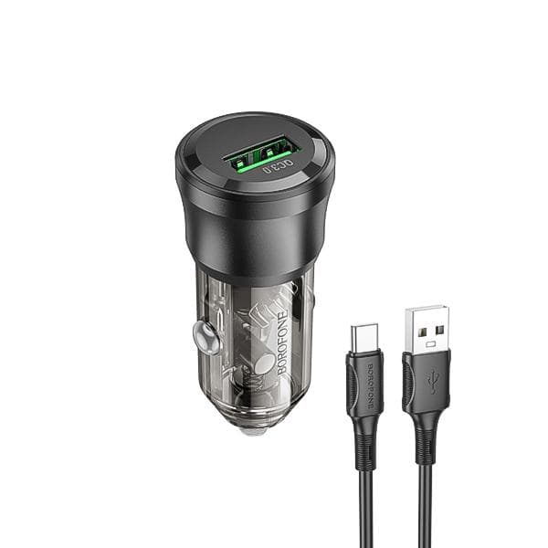 شارژر فندکی QC3.0 18W بروفون مدل BZ23 به همراه کابل Type-C