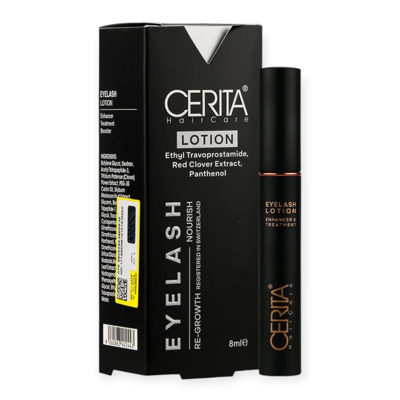 محلول تقویت کننده مژه سریتا CERITA سری جدید مدل لوشن LOTION حجم 8 میل