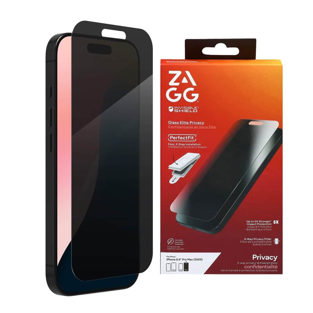 گلس زگ پرایوسی به همراه کیت نصب برای آیفون ۱۷ پرو مکس مدل ZAGG Glass Elite Edge Privacy iPhone 17 Promax