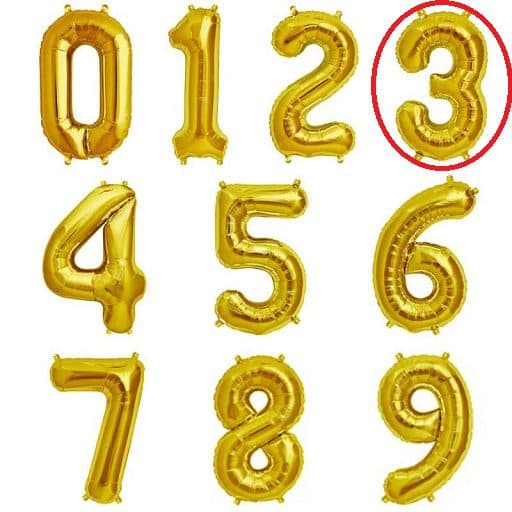 بادکنک عدد 3 طلایی 32 اینچ