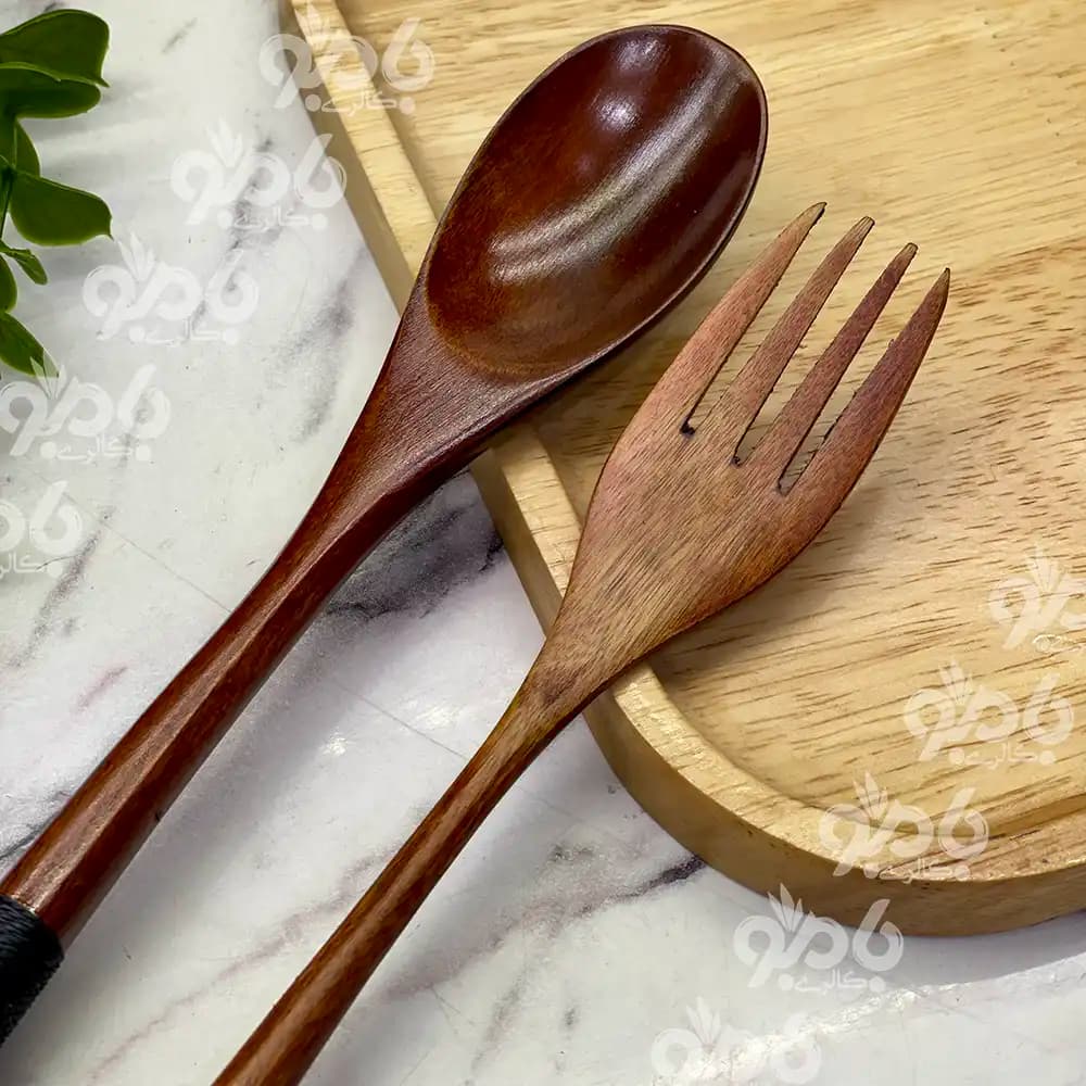 قاشق و چنگال تک چوبی وارداتی نخ پیچ — تصویر ۳
