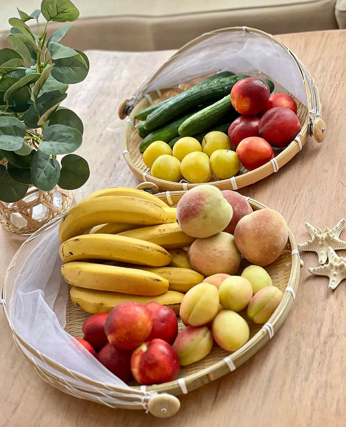 سینی و سبد حصیری توری تاشو وارداتی — تصویر ۲