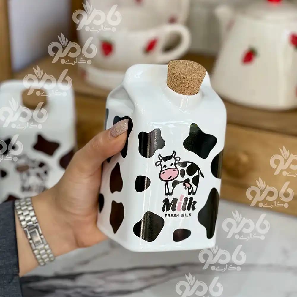 بطری شیر طرح پاکت شیر درب چوب پنبه — تصویر ۲