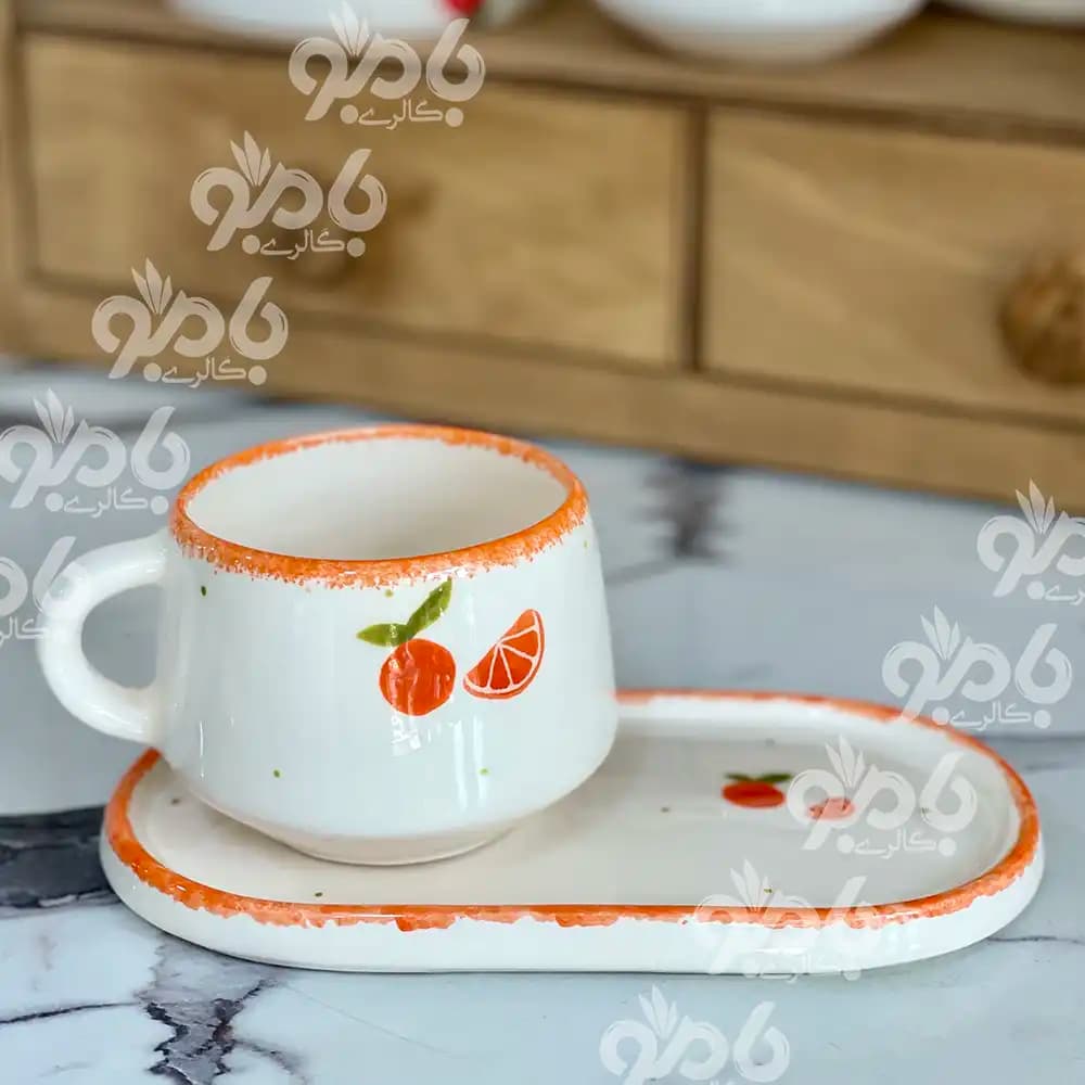 فنجان و زیره سرامیکی مخروطی پرتقال