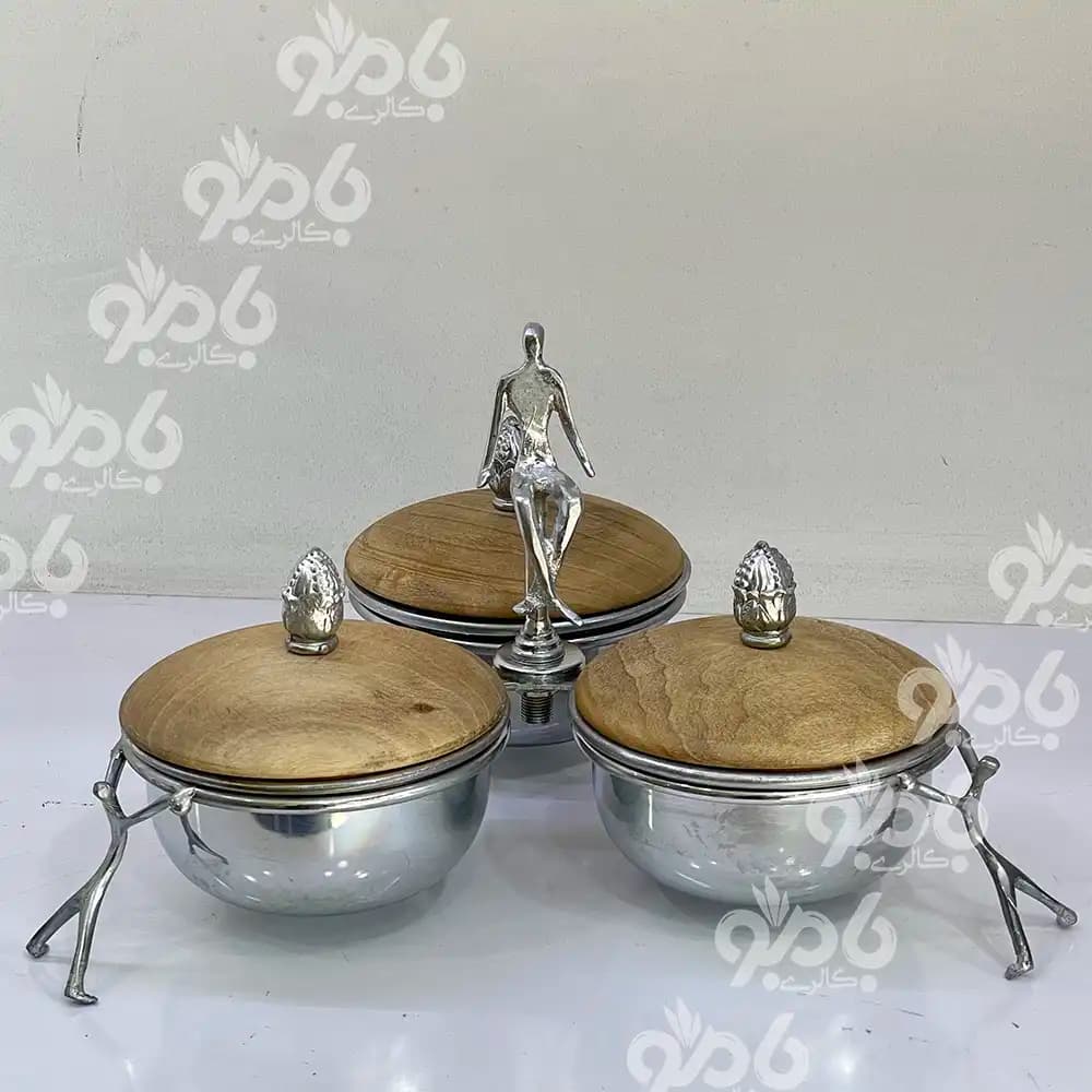 سرویس پذیرایی 5تکه بالرین چوبی گردو 780/77 سیلور — تصویر ۶