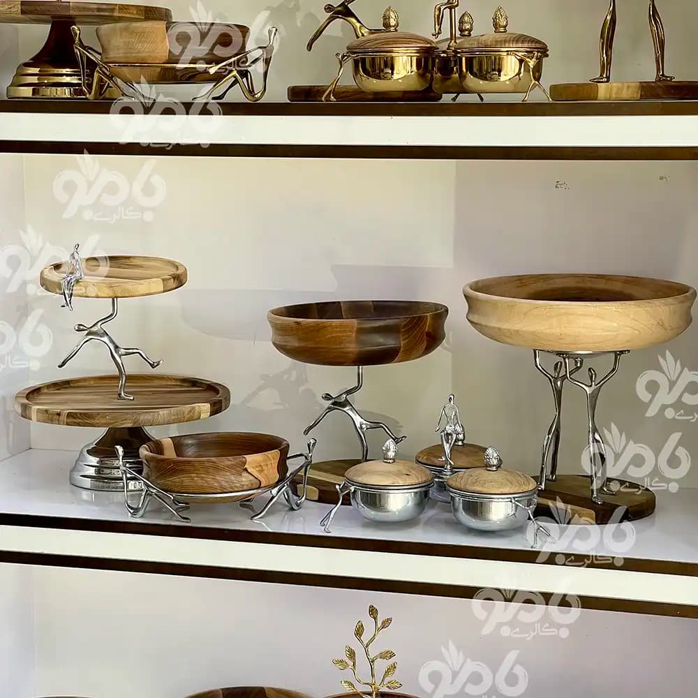 سرویس پذیرایی 5تکه بالرین چوبی گردو 780/77 سیلور