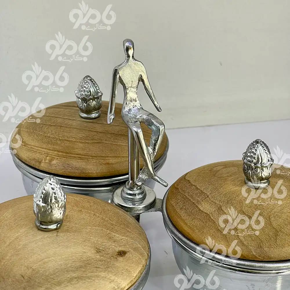 سرویس پذیرایی 5تکه بالرین چوبی گردو 780/77 سیلور — تصویر ۷