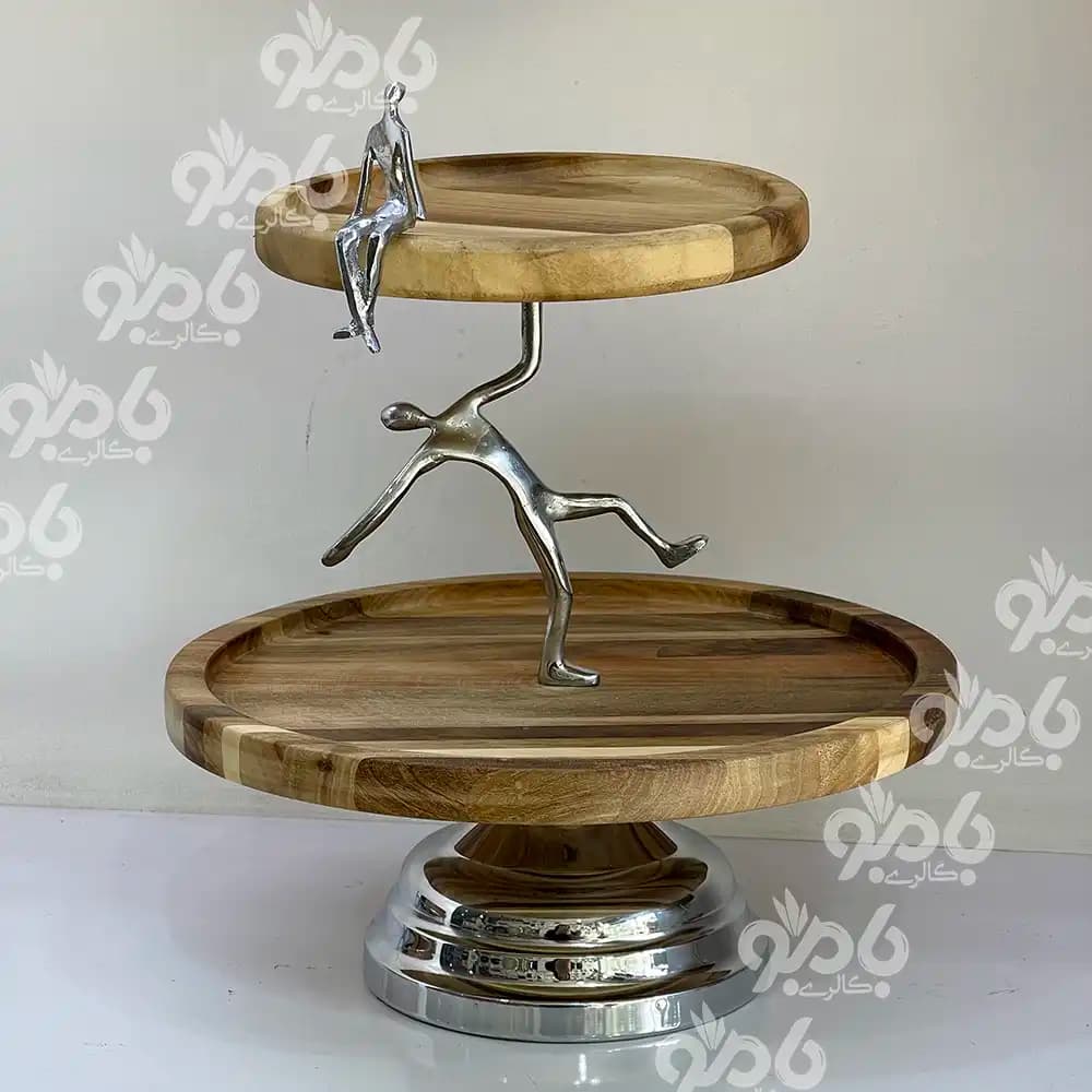 سرویس پذیرایی 5تکه بالرین چوبی گردو 780/77 سیلور — تصویر ۲