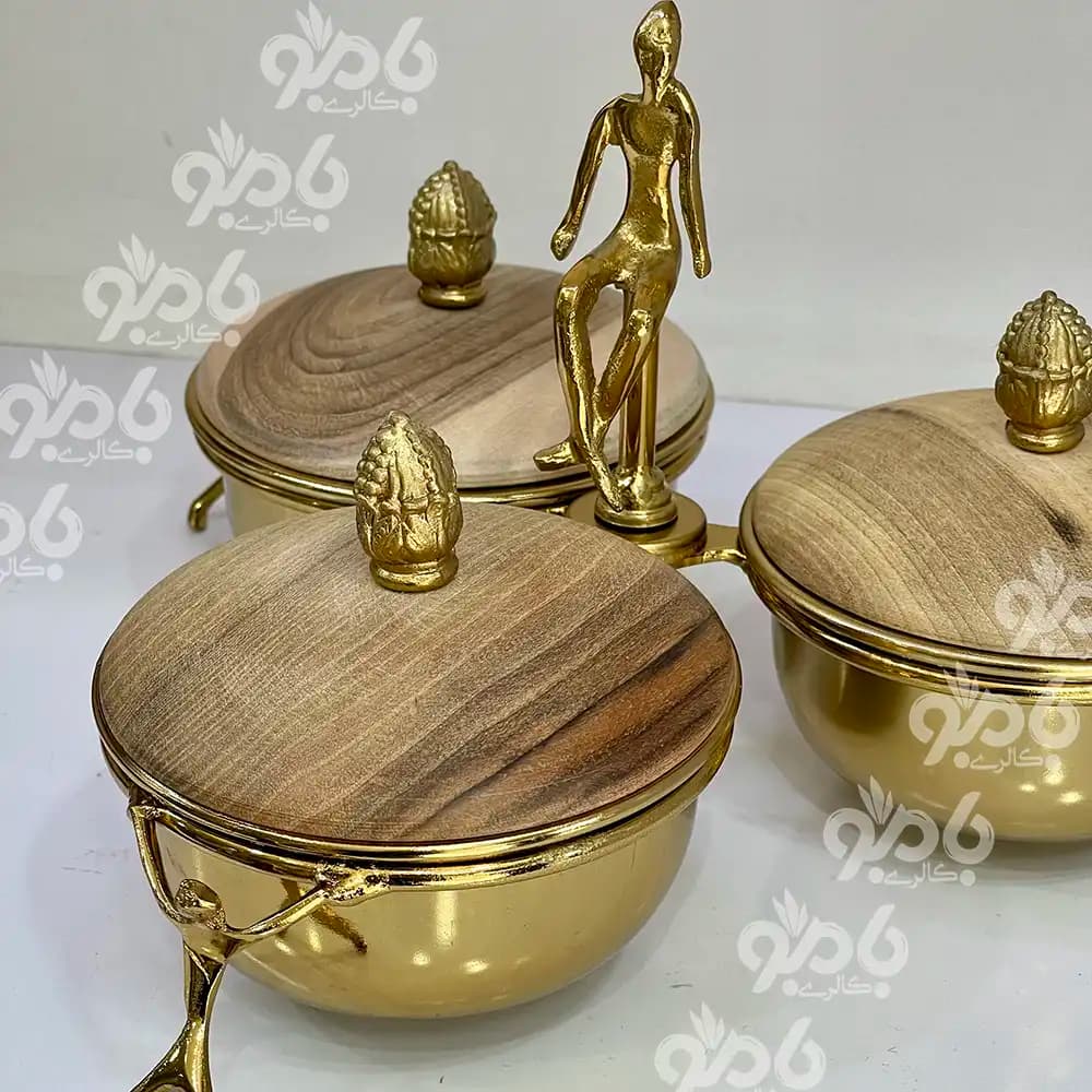 سرویس پذیرایی 5تکه بالرین چوبی گردو 780/77 طلایی — تصویر ۸