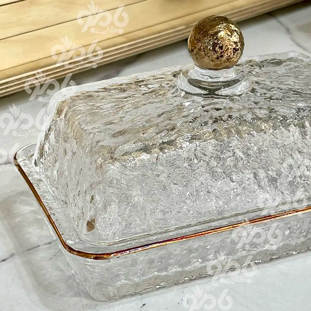 کره خوری شیشه ای برفی لب طلا وارداتی 134 — تصویر ۲