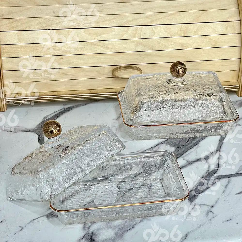 کره خوری شیشه ای برفی لب طلا وارداتی 134 — تصویر ۳
