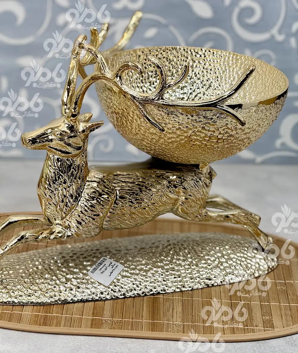 آجیل خوری پایه سنگی آلومینیوم طلایی 290/132 — تصویر ۲