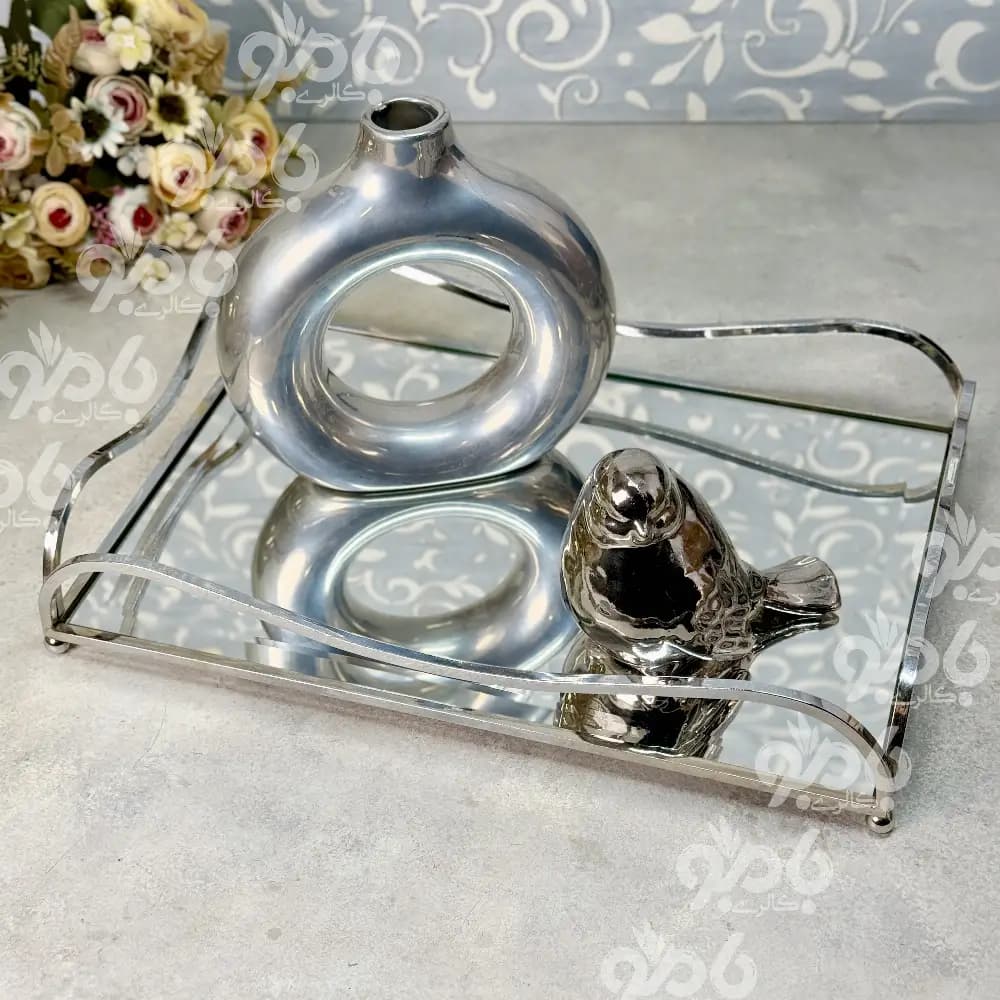 سینی آینه ای فلزی لبخند بزرگ — تصویر ۴