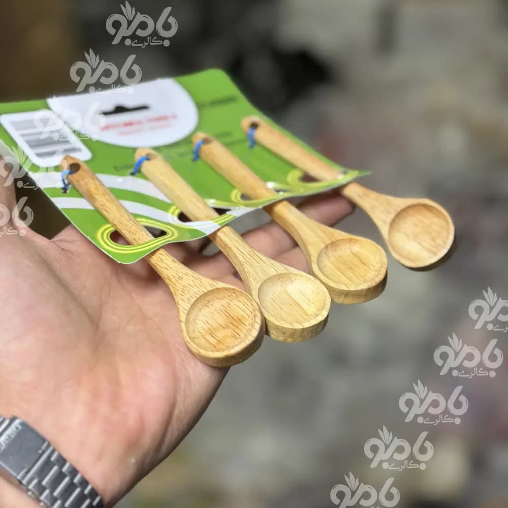 قاشق چوبی 4عددی 12سانتی‌متر sp33 — تصویر ۲