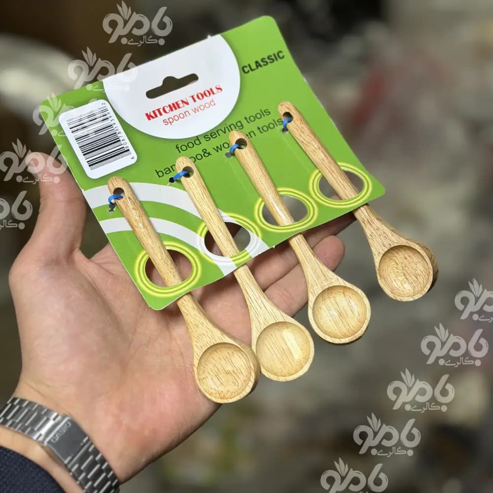 قاشق چوبی 4عددی 12سانتی‌متر sp33