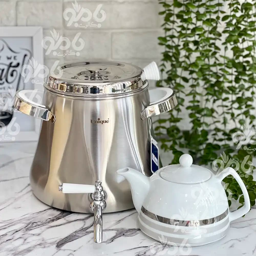 ست کتری و قوری استیل 5.5 لیتر شیر دار یونیک 7231 — تصویر ۲