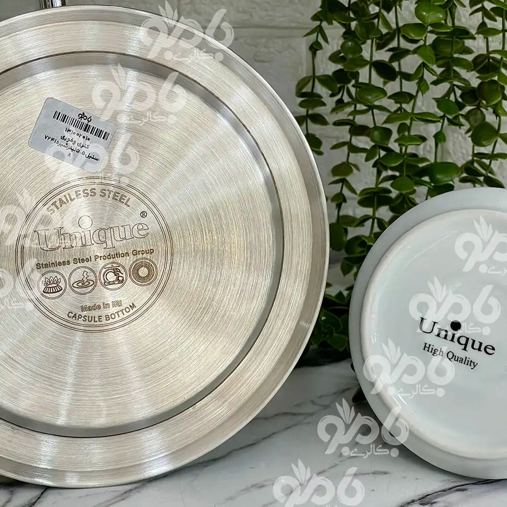 ست کتری و قوری استیل 5.5 لیتر شیردار یونیک 7248 — تصویر ۵