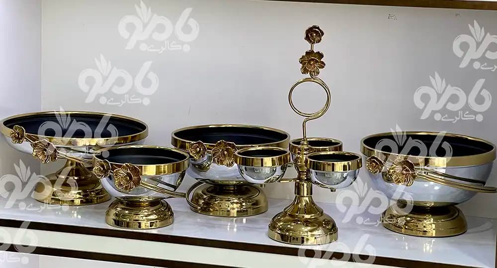 سرویس پذیرایی 5تکه شقایق سیلور طلایی 750/25