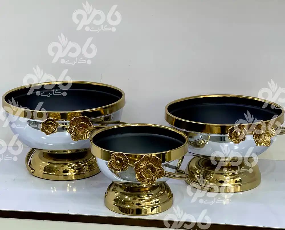 سرویس پذیرایی 5تکه شقایق سیلور طلایی 750/25 — تصویر ۲