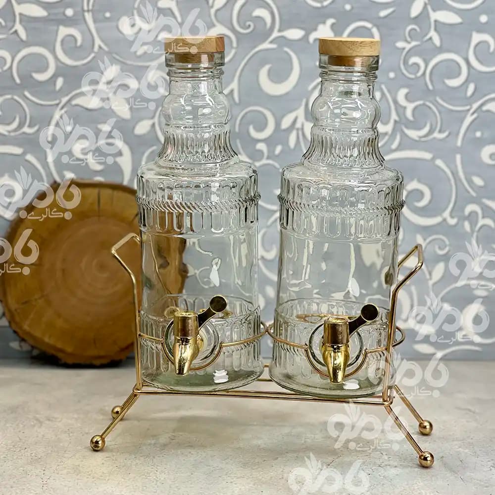 کلمن شیشه ای 2قلو استند دار زنگان