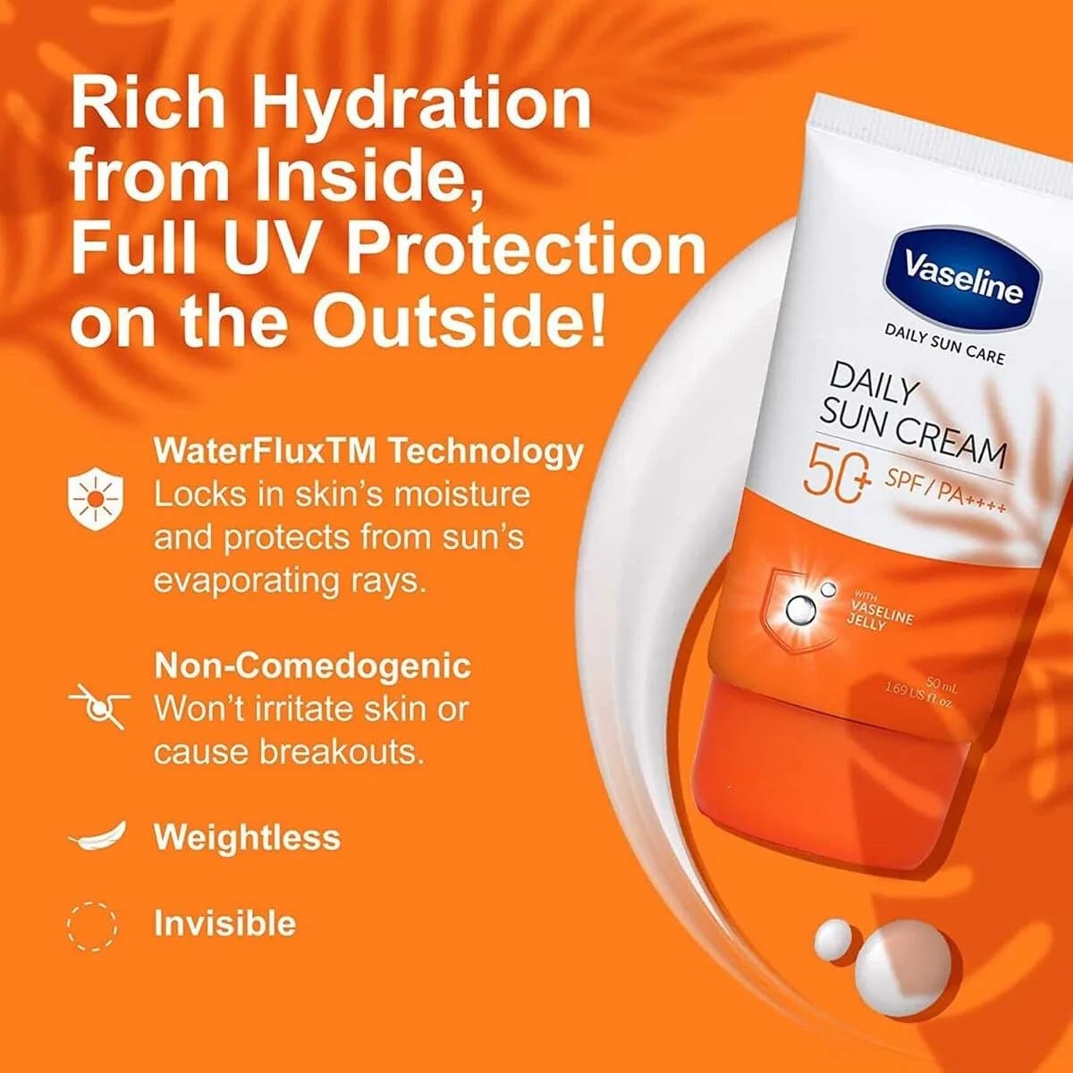 ضدآفتاب آبرسان و مرطوب کننده وازلین مدل Daily Sun SPF 50(50 میل) — تصویر ۲