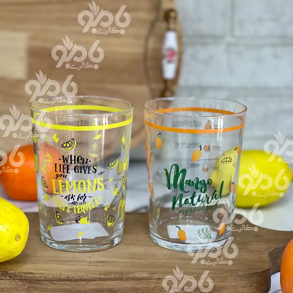 لیوان شیشه ای میوه ای ترک گلدار — تصویر ۲
