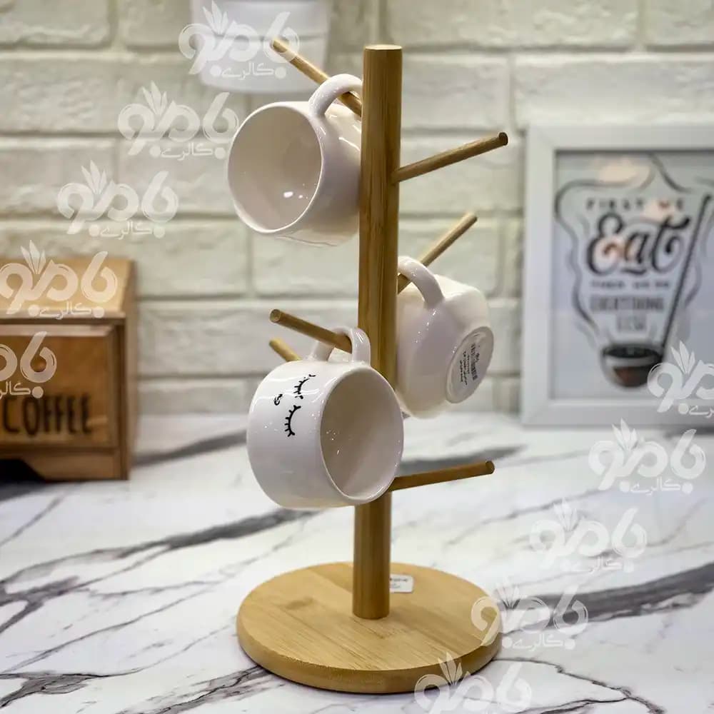 استند آویز لیوان چوبی بامبو وارداتی 700/480