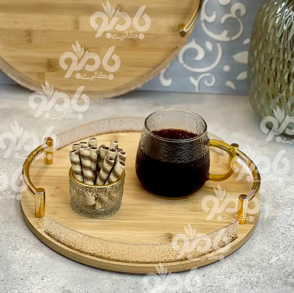 سینی بامبو گرد لبه اکرولیک وارداتی
