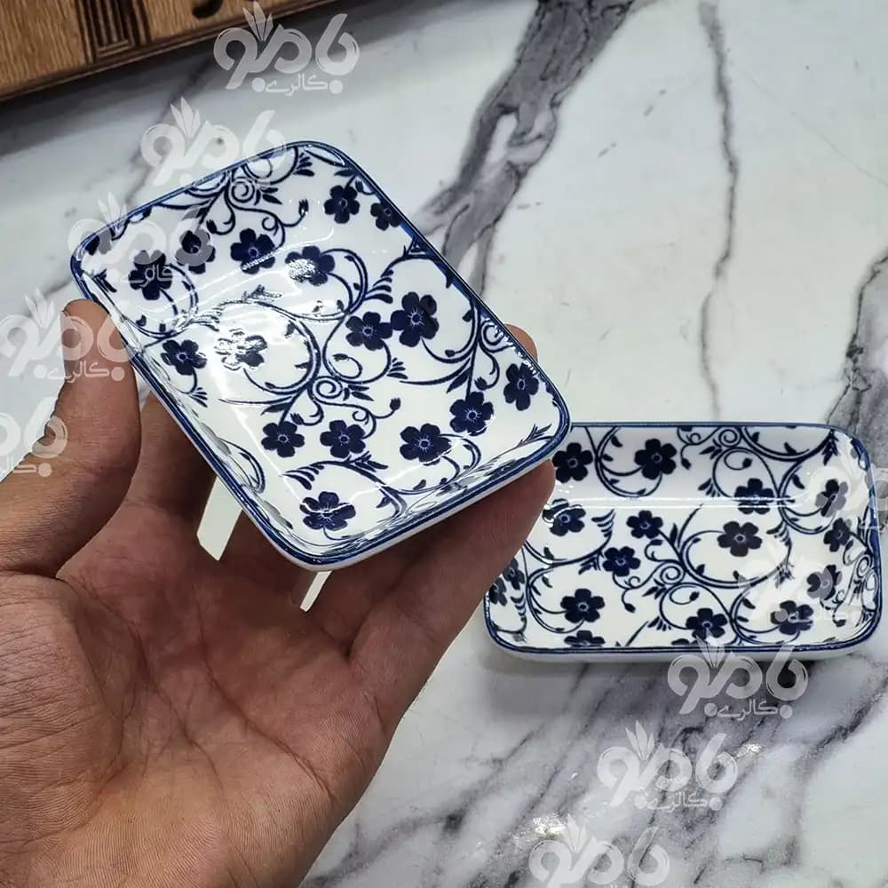 خرما خوری مستطیل سرامیکی گل آبی جدید — تصویر ۳