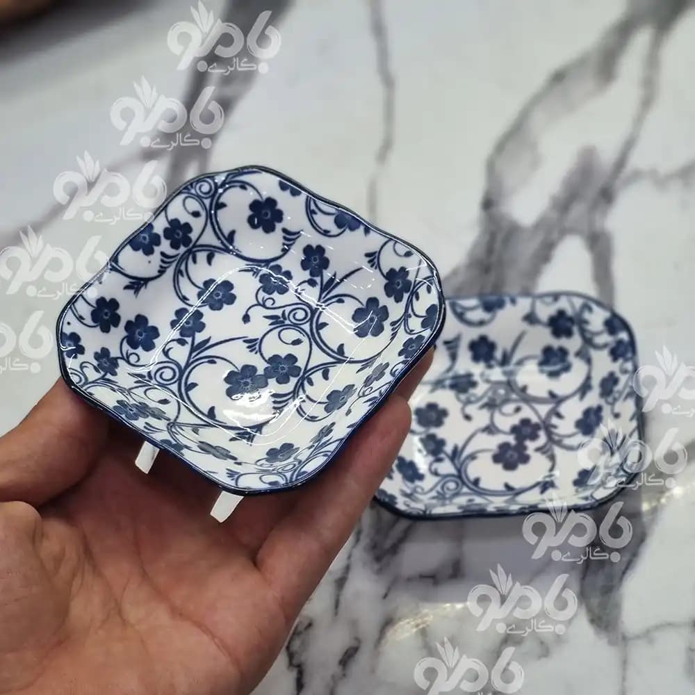 خرما خوری مربع سرامیکی گل آبی جدید
