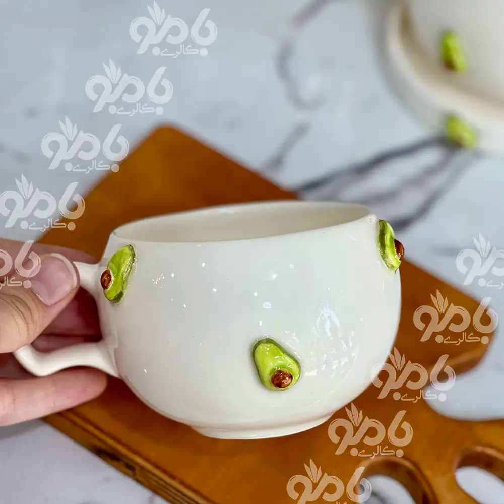 فنجان سرامیکی آووکادو برجسته — تصویر ۳