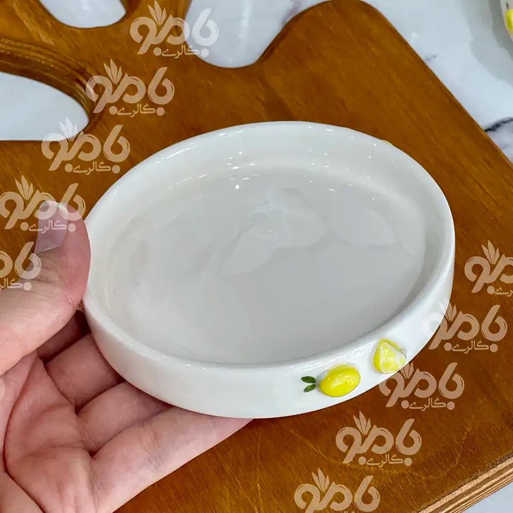 نعلبکی و زیر لیوانی سرامیکی لبه دار لیمو برجسته — تصویر ۲