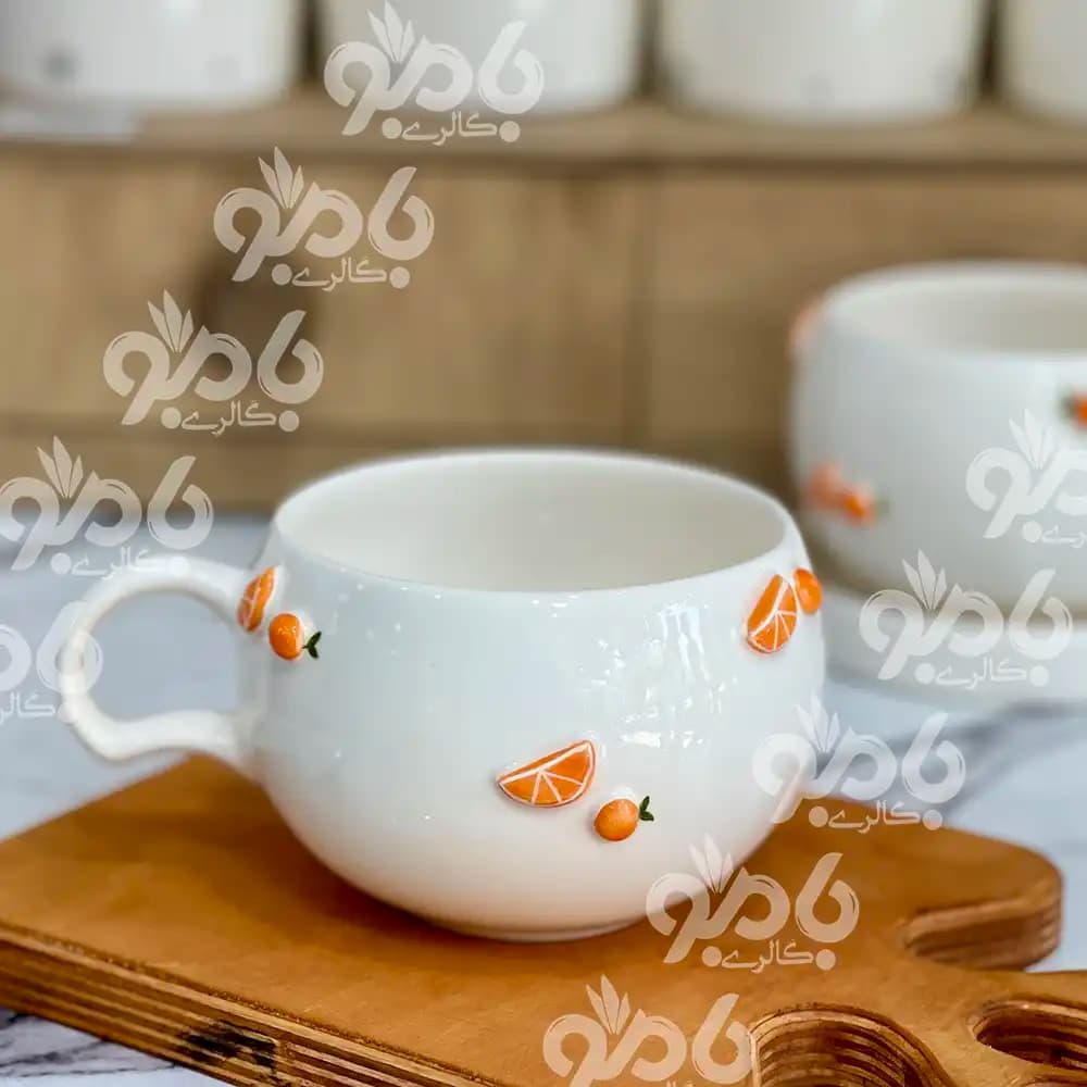 فنجان سرامیکی تپل پرتقال برجسته