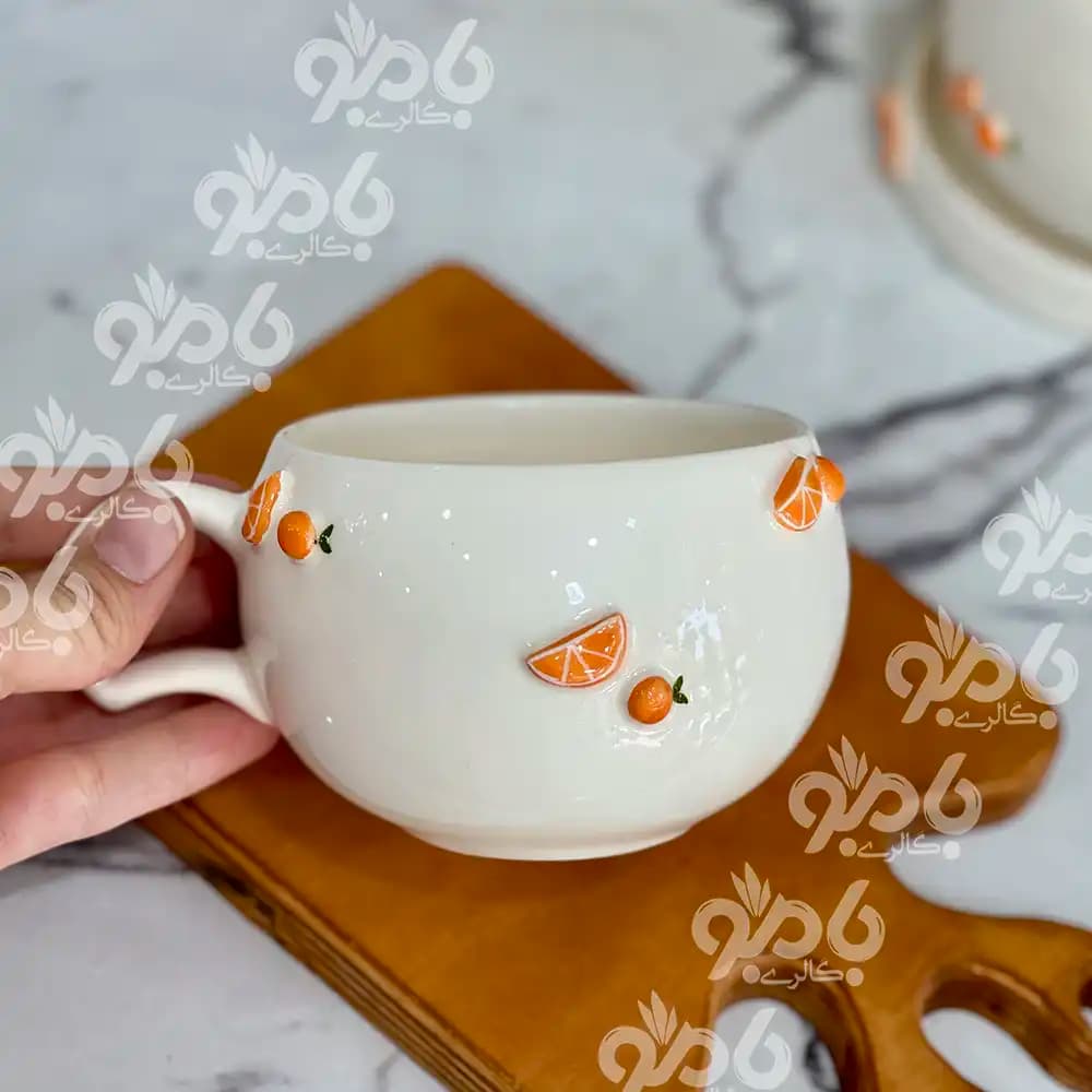 فنجان سرامیکی تپل پرتقال برجسته — تصویر ۲
