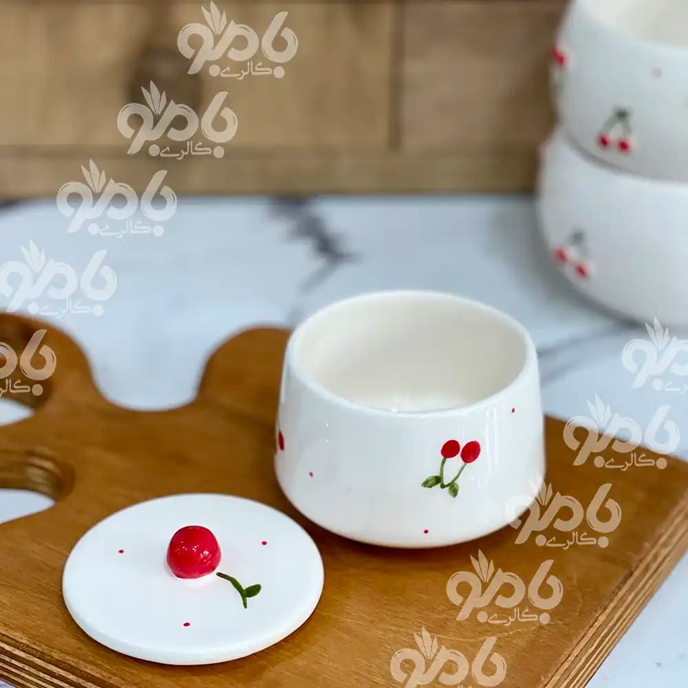 قندان سرامیکی مخروطی آلبالو درب سرامیک — تصویر ۲
