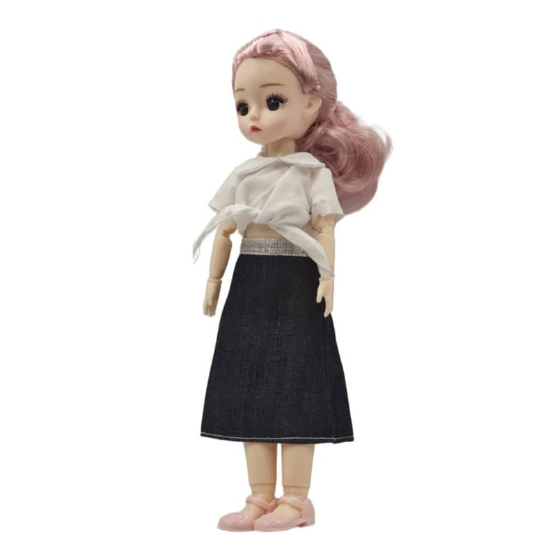 عروسک ناب سل مدل دختر چشم تیله ای کد doll0018 ارتفاع 30 سانتی متر — تصویر ۴