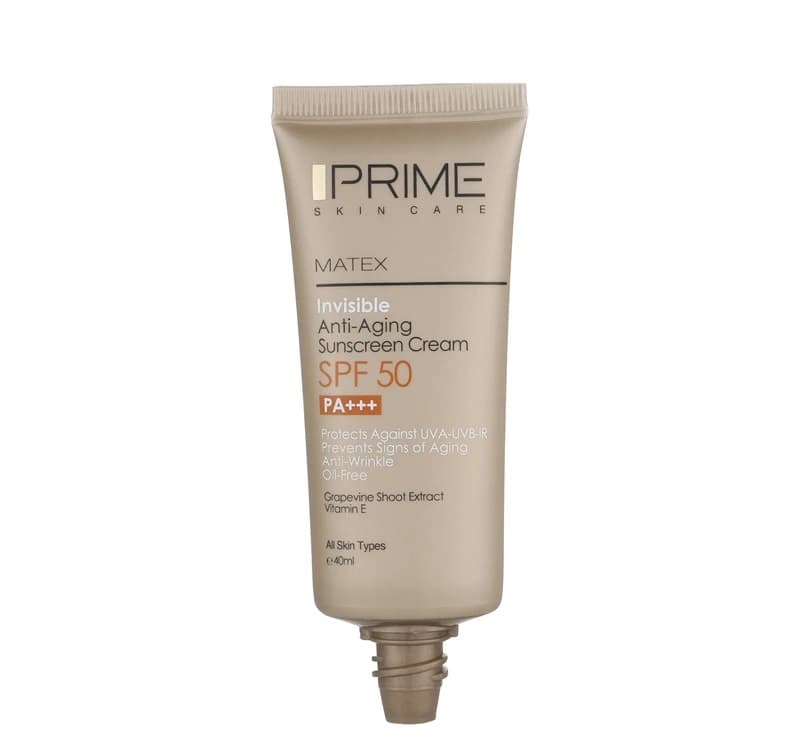 کرم ضد آفتاب بدون رنگ پرایم SPF50 مدل Matex Colorless محافظ UVA ،UVB و +++PA ضد چروک، ضد پیری، مناسب انواع پوست حجم 40 میلیلیتر — تصویر ۳