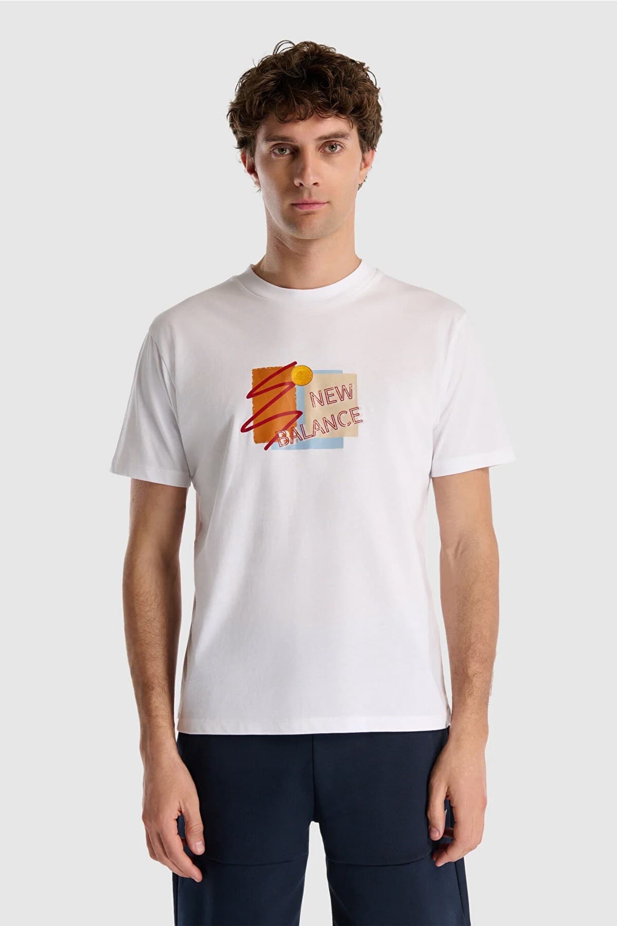 تی شرت ورزشی نیو بالانس مردانه پنبه ای سفید طرح دار Regular/رگولار Regular/رگولار Daily/روزانه | New Balance MNT1511-WT AE — تصویر ۲
