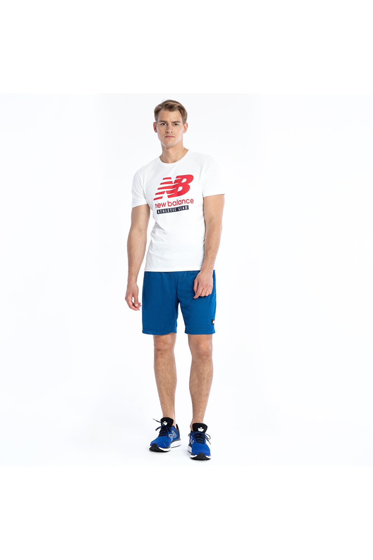 تی شرت ورزشی نیو بالانس مردانه 100% پنبه سفید اسپرت طرح دار Regular/رگولار بیسیک اسپرت | New Balance MNT1205-WT TR — تصویر ۴