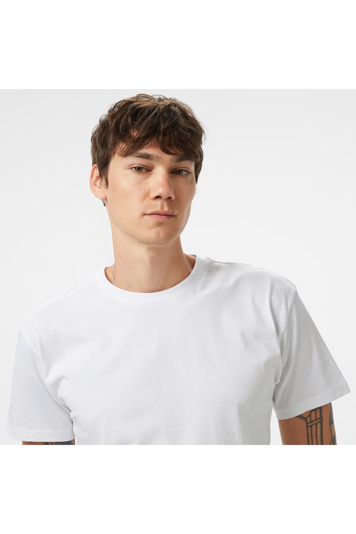 تی شرت ورزشی نیو بالانس مردانه پنبه ای سفید راسته Regular/رگولار بیسیک کژوال/روزمره | New Balance MNT1509-WT TR — تصویر ۴