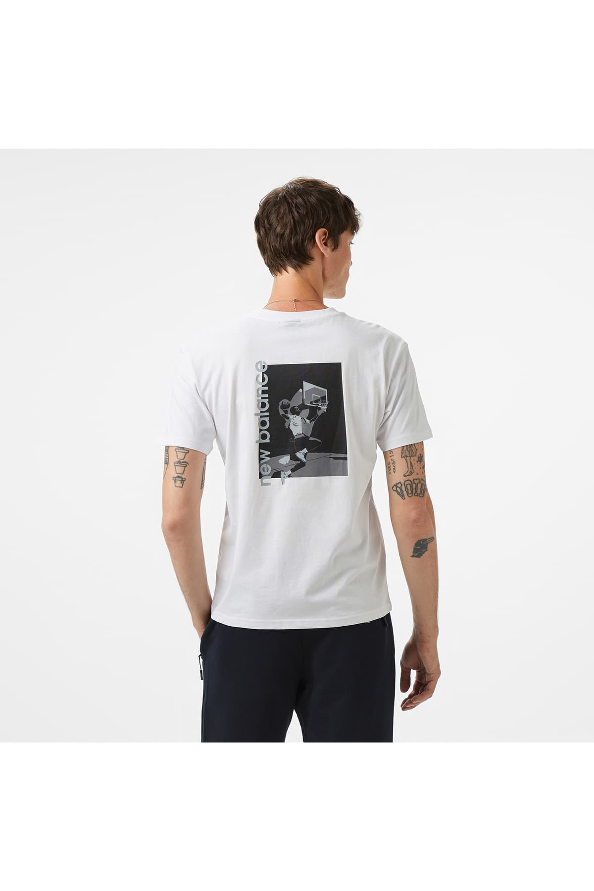 تی شرت ورزشی نیو بالانس مردانه پنبه ای سفید راسته Regular/رگولار بیسیک کژوال/روزمره | New Balance MNT1509-WT TR — تصویر ۲