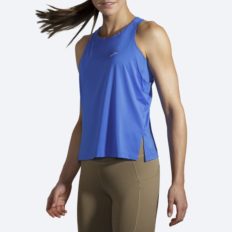تاپ ورزشی زنانه بروکس Brooks Sprint Free tank آبی کاربنی — تصویر ۳