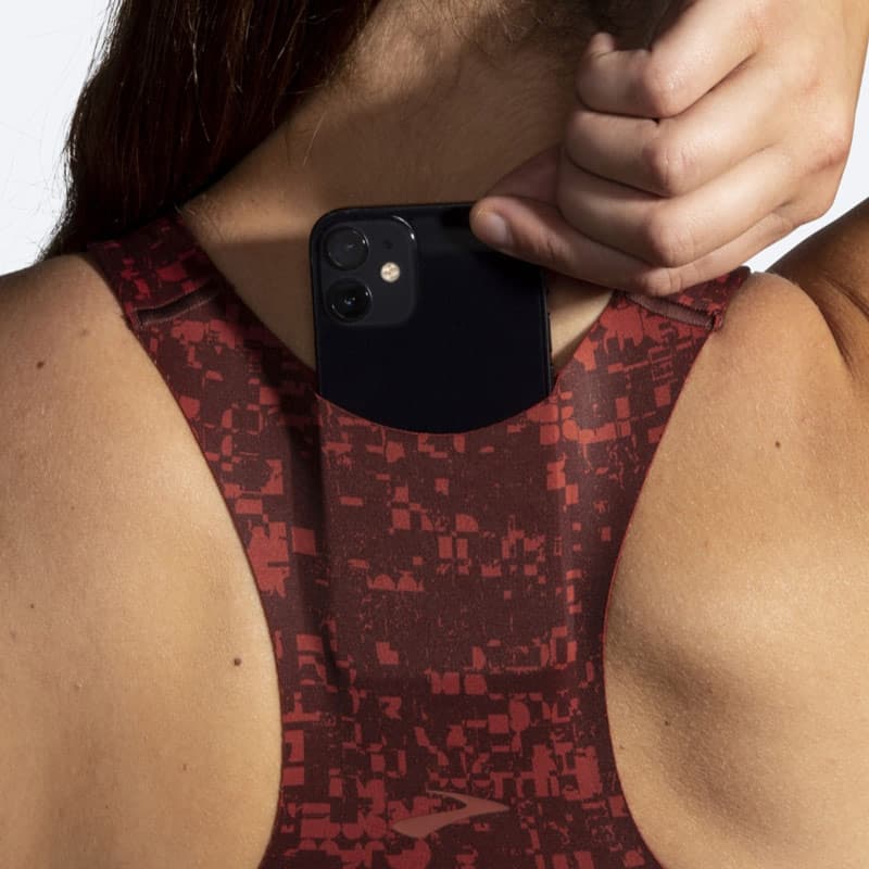 نیمتنه ورزشی بروکس Brooks 3 Pocket Run bra مسی طرح دار — تصویر ۵