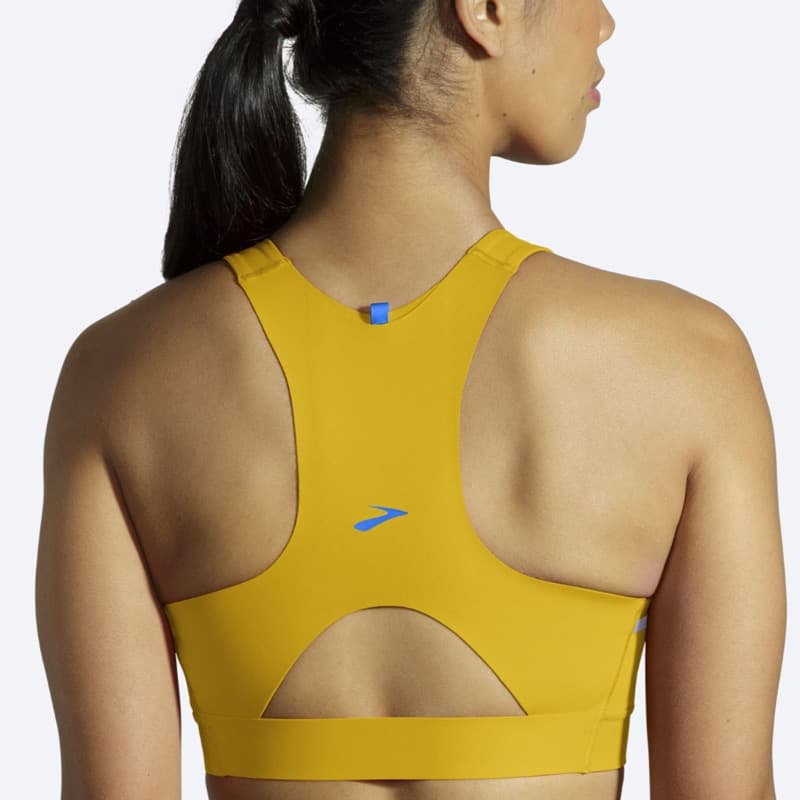 نیمتنه ورزشی بروکس Brooks 3 Pocket Run bra طلایی — تصویر ۶