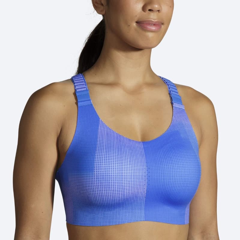 نیم تنه ورزشی بروکس Brooks Dare Racerback run bra 2 آبی طرح دار — تصویر ۳
