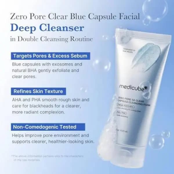فوم شوینده کپسولی سالیسیلیک اسید مدیکوب Zero Pore SA Clear Capsule Cleansing Foam — تصویر ۶
