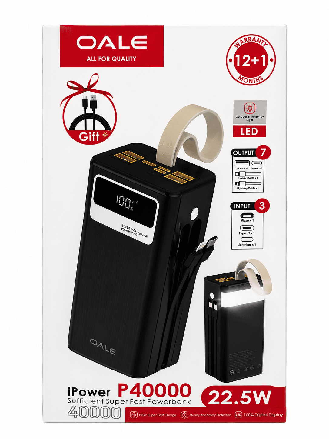 پاوربانک OALE P40000 ظرفیت 40000mAh | شارژ سریع 22.5W