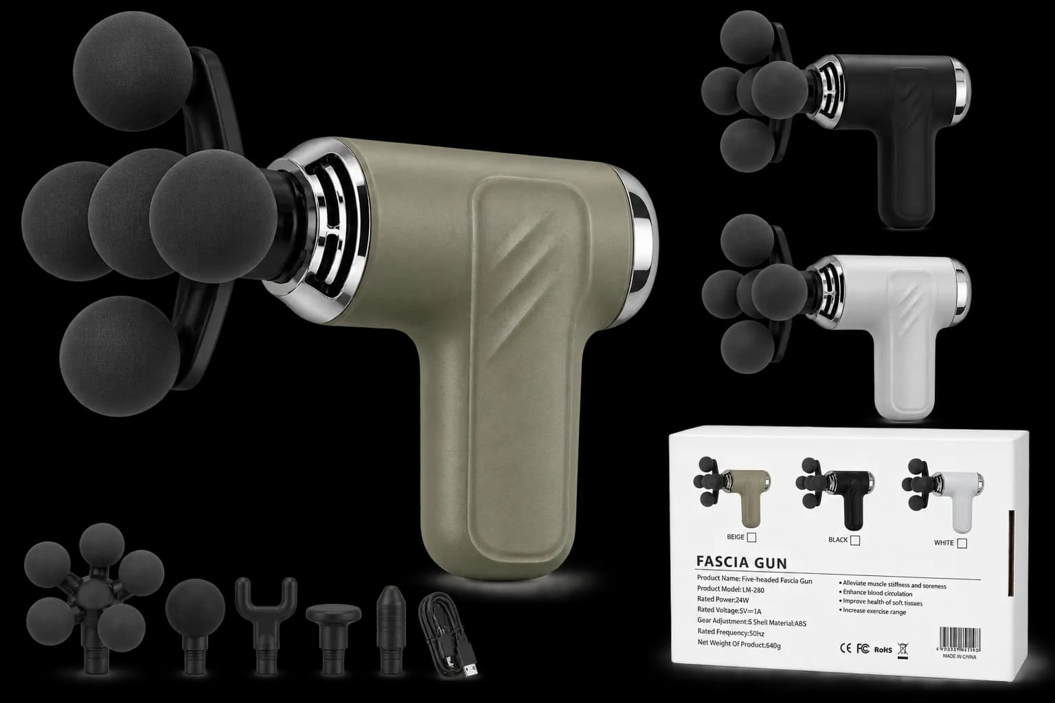 ماساژور تفنگی Fascia Gun LM-280 | ماساژور تفنگی عضلات با 6 سرعت — تصویر ۳